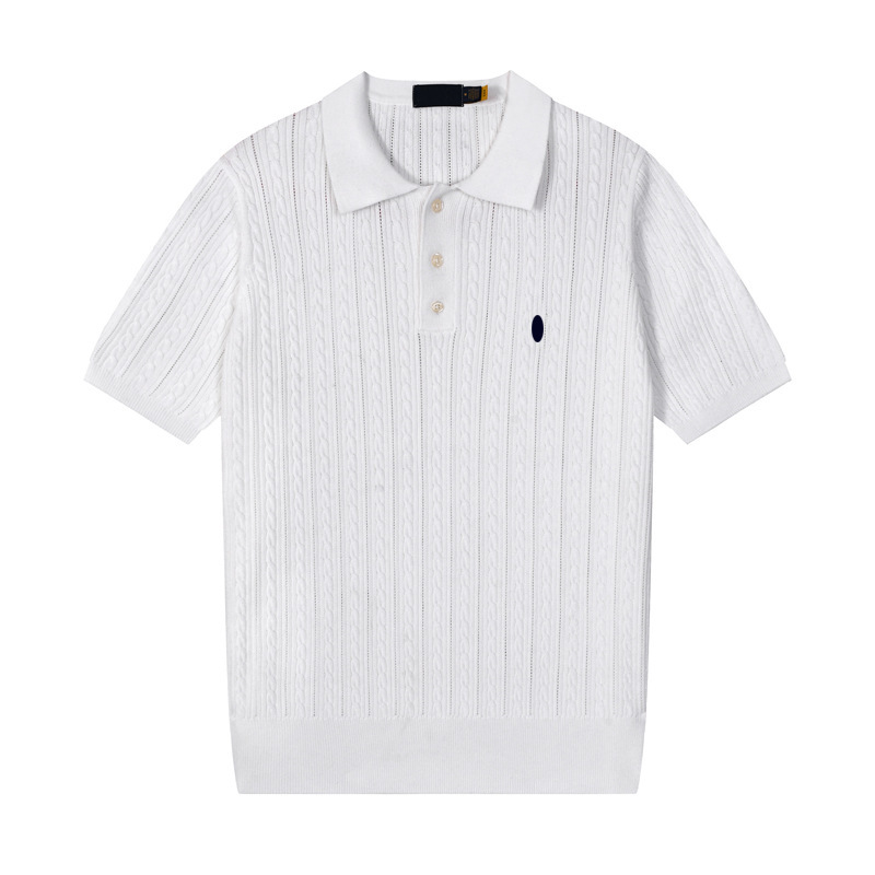 Men's Cotton Polo Lapel Short-Sleeved Knit Shirt, Young Men's Business Casual, Twist Embroidery, Small Horse Logo, Men's Short-Sleeved Shirt