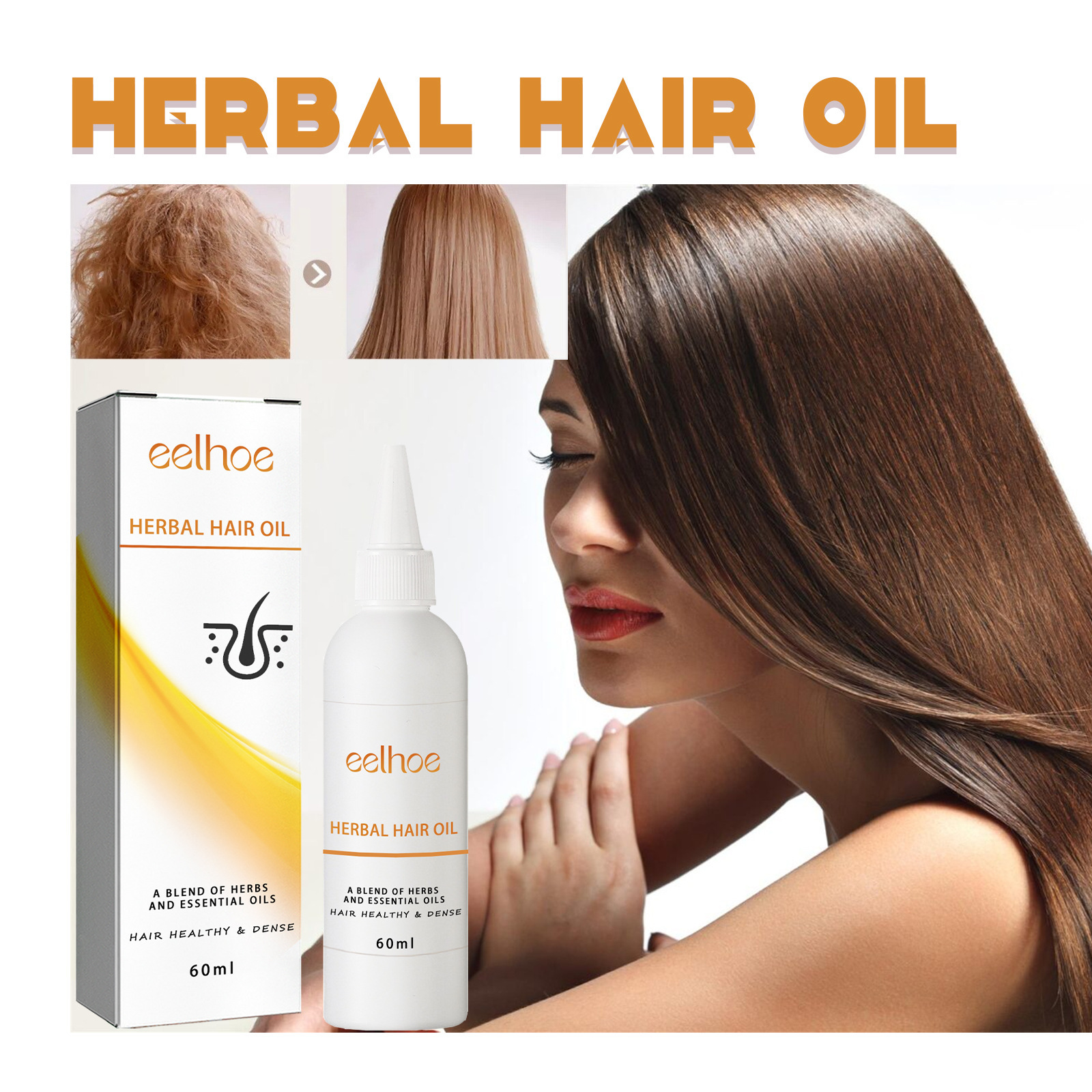 EELHOE Olio per capelli spessi alle erbe Ripara i capelli secchi e crespi, idrata e leviga i capelli, si prende cura dell'olio per capelli spessi_voghion.com