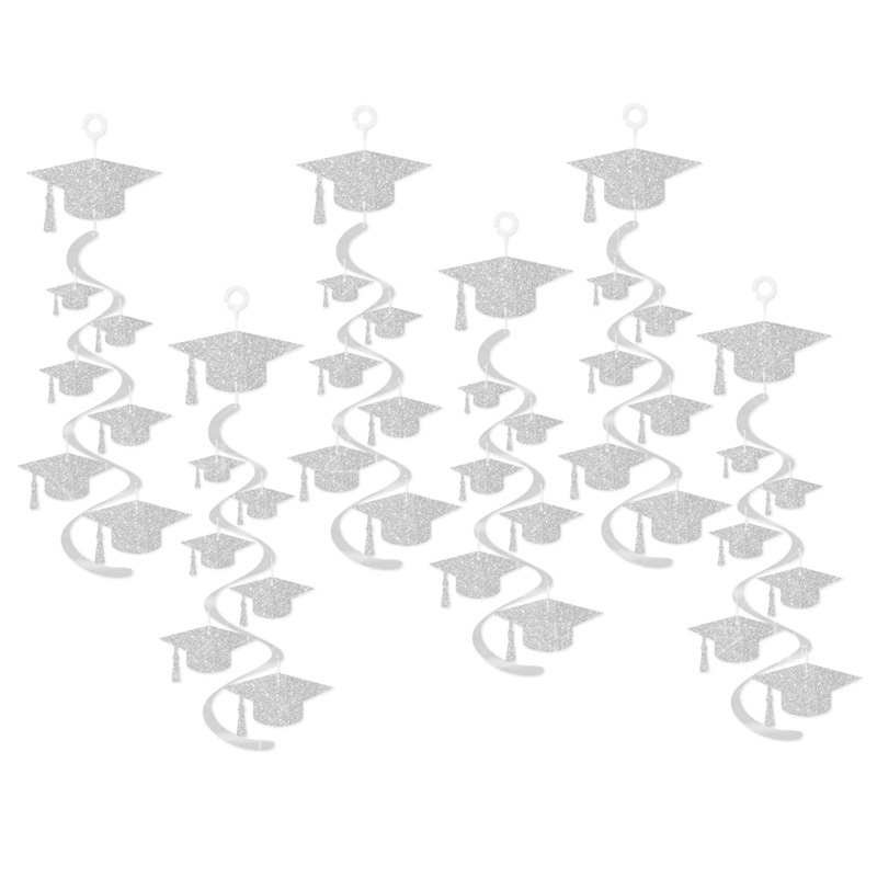 Nueva decoración de la fiesta de graduación campana de viento espiral colgantes de grados sombrero espiral colgante accesorios de decoración de graduación