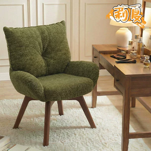 Light luxury solid wood makeup chair with swivel backrest, suitable for home use in girls' bedrooms and dressing rooms