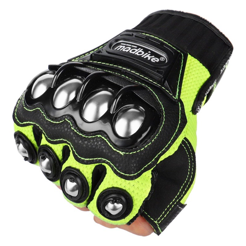 AFAK motocicleta guantes de acero inoxidable Shell engranaje protector motocicleta aleación moda medio dedo guantes
