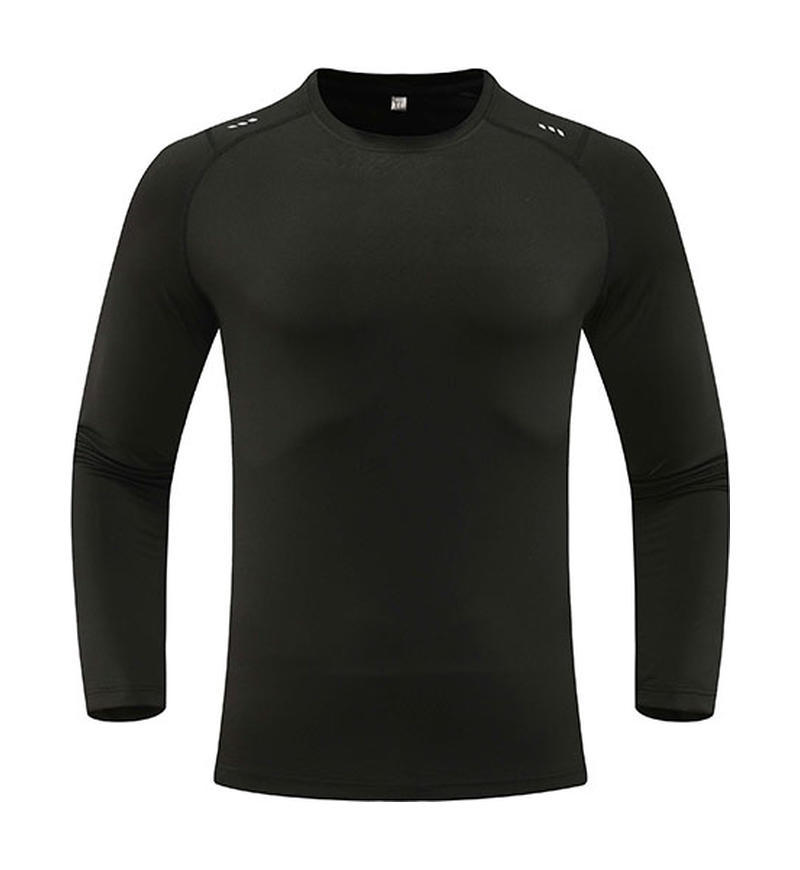 Correr camisetas deportivas elásticas de sudor para hombres secado rápido cuello redondo sudor entrenamiento de acondicionamiento físico americano camisa de cuello redondo de manga larga