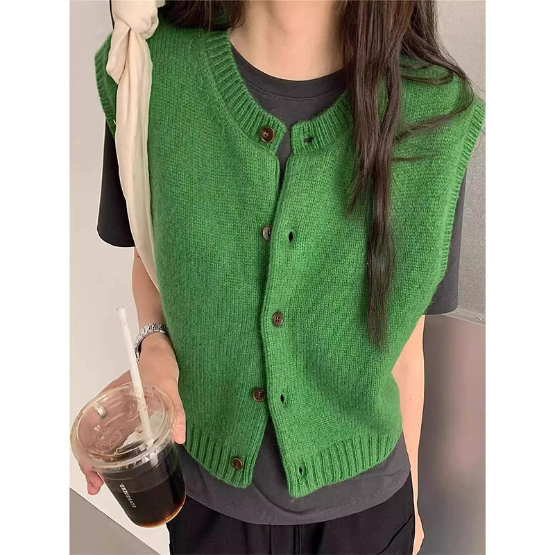 Женский вязаный жилет-топ KANING, осенняя новинка 2025, свободный многослойный кардиган-свитер для женщин