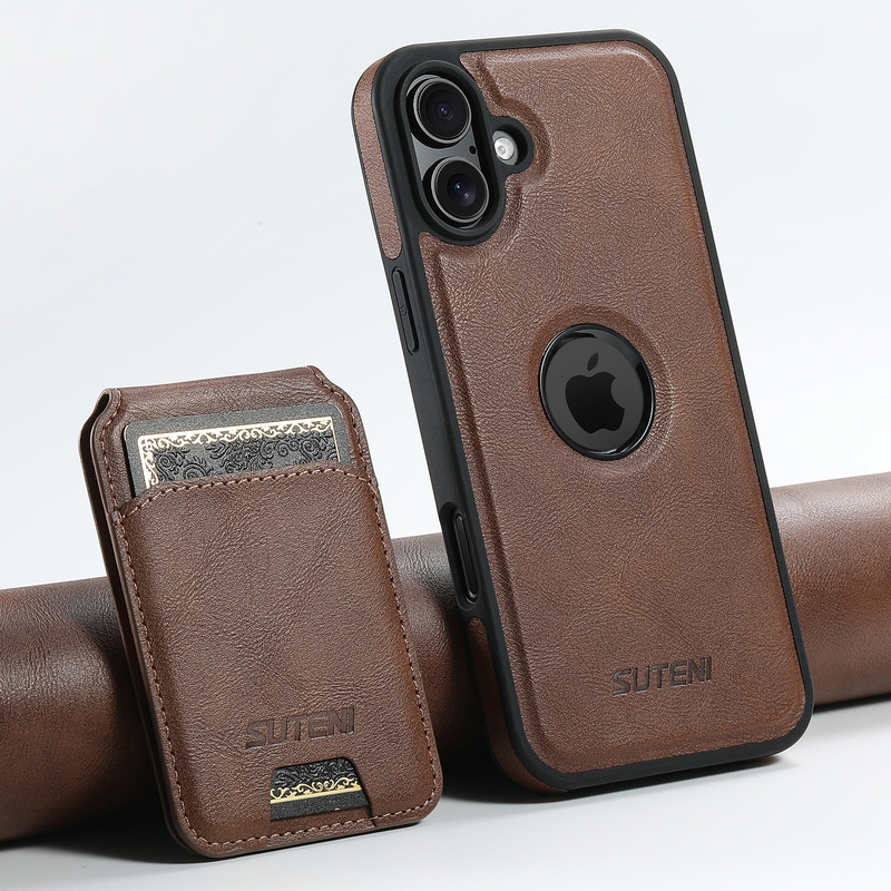 Suitable for Apple 17Promax Card Holder Mobile Phone Case 16Plus Magnetic Two-In-One Wireless Charging Protective Leather Case Suitable for Apple 17Promax Card Holder Mobile Phone Case 16Plus Magnetic Two-In-One Wireless Charging Protective Leather Case