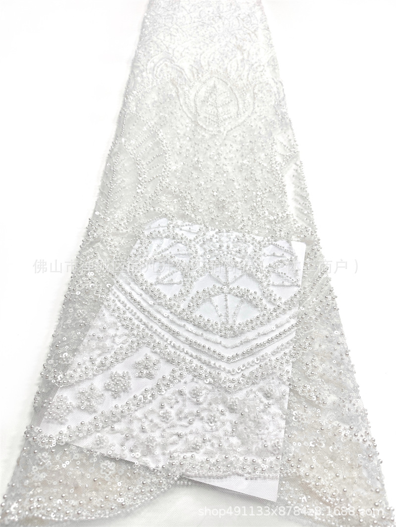 Fabricante de nueva tela de cuentas flor de tela de lenteja alta fotografía vestido de boda vestido de moda tela de vestido image 7
