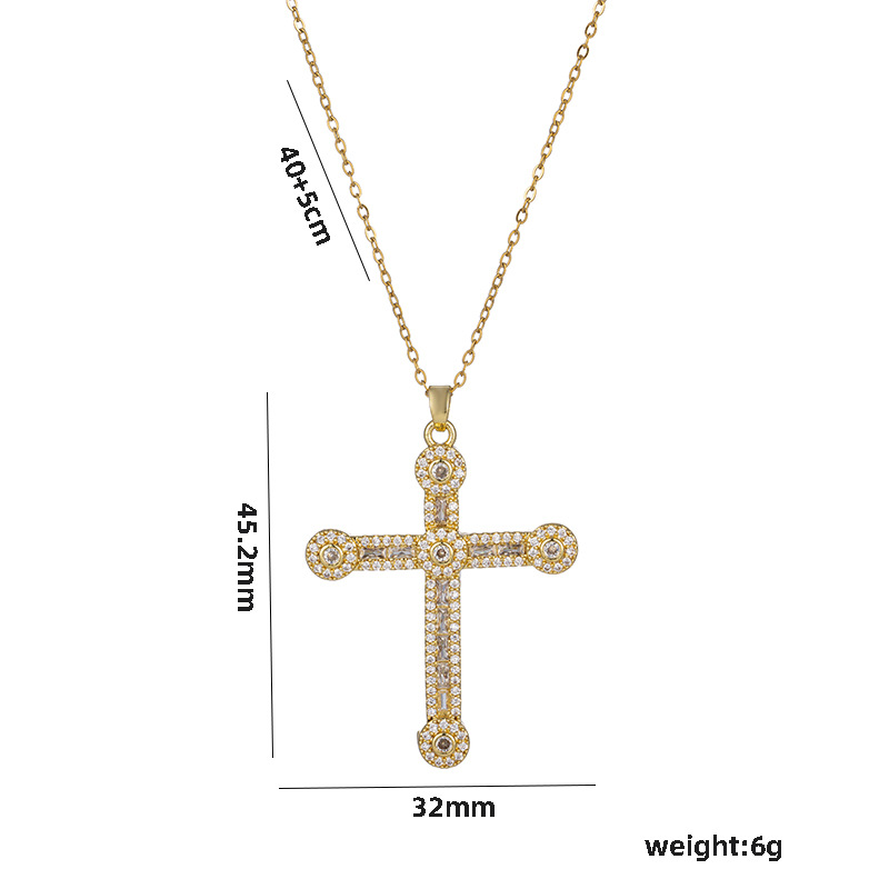 Titanium Steel Retro Cross Plating Pendant Necklace display picture 4