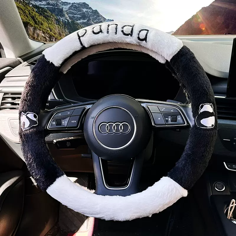 蓝雨汽车方向盘套可爱卡通车用把套冬季毛绒创意防滑防冻手车把套