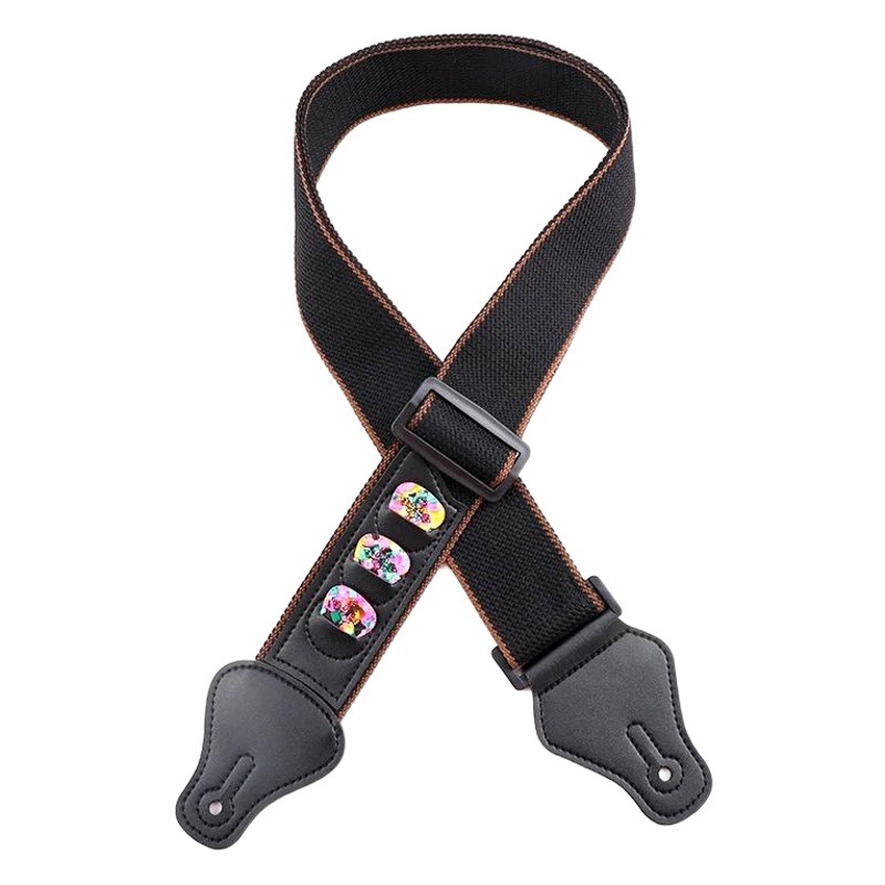 Amazon popular negro puro algodón correa de la guitarra popular Correa universal multi-funcional de tres colores en stock