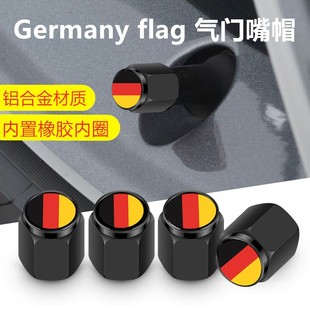 Cross-Border Valve Cap Aluminum Alloy Car Valve Cover Car Valve Cap German Flag Valve Core Cover Tire Valve Cap