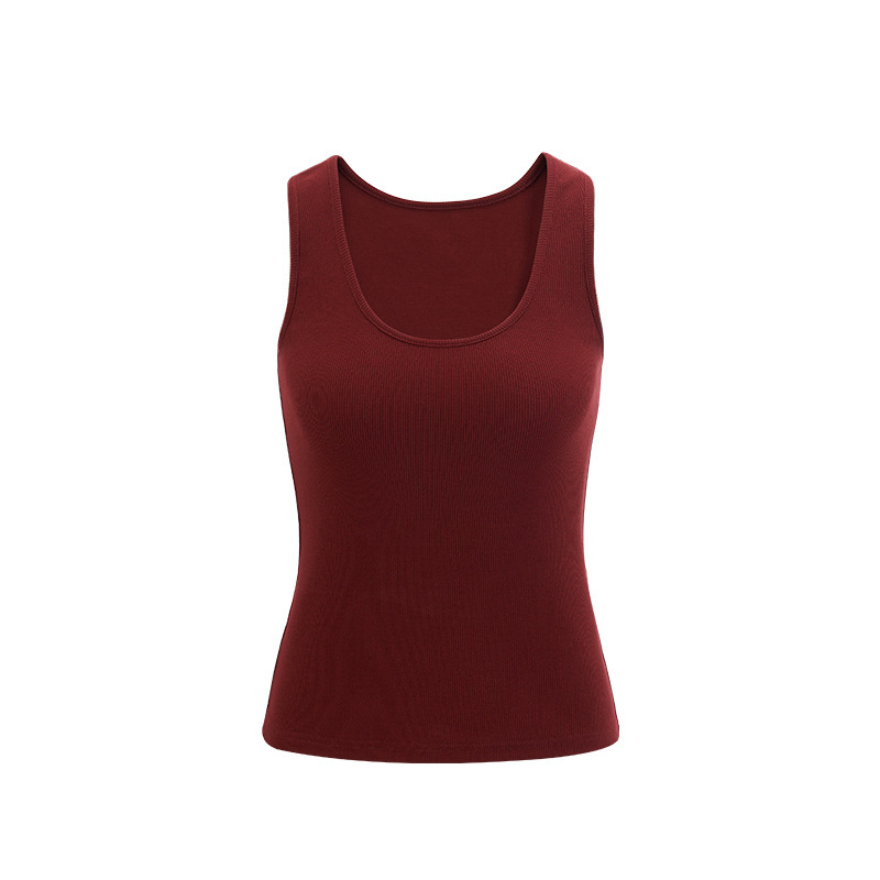 JIE ZHAN WOMEN'S | 高弾性糸入りUネックベスト25春夏無地高弾性スリムベーシックカジュアルサスペンダーボトリングシャツ|undefined
