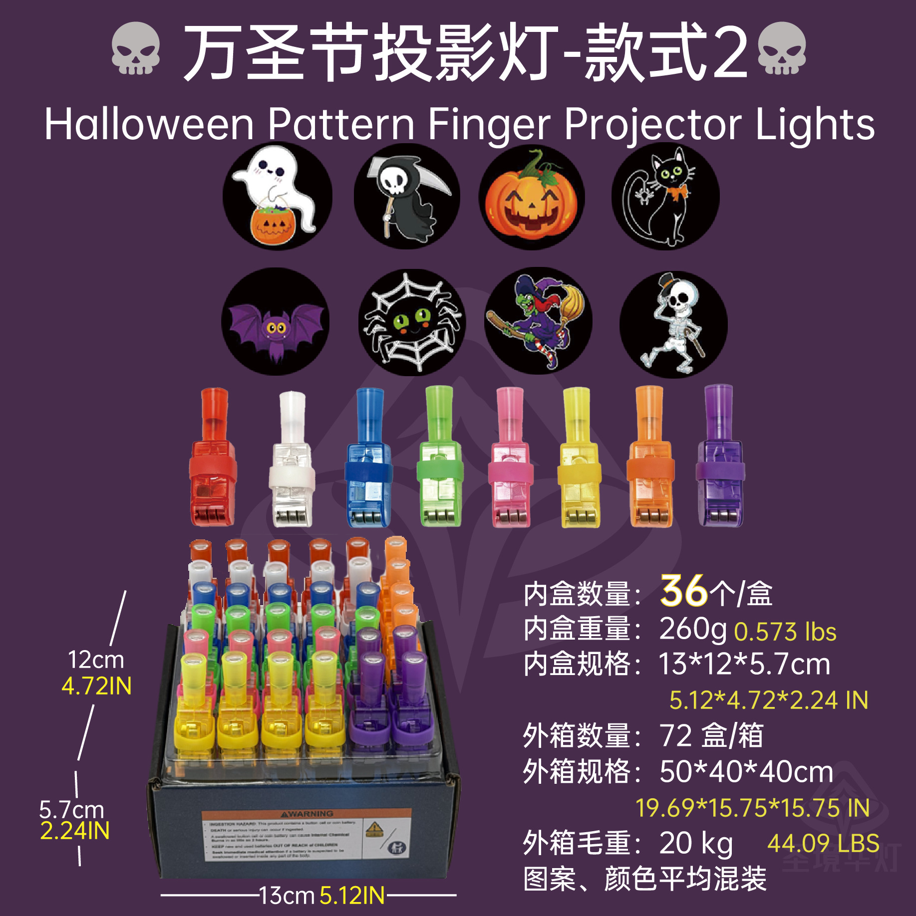 Fuente de suministro transfronteriza proyección de lámpara de dedo LED anillo luminoso de proyección de Halloween flash de Navidad Pascua