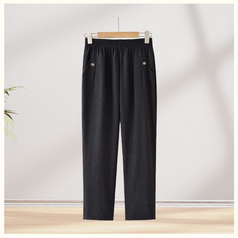 Summer Thin Cropped Pants for Middle-Aged and Elderly Women, Loose-Fitting Ice Silk Casual Pants with Elastic Waistband Summer Thin Cropped Pants for Middle-Aged and Elderly Women, Loose-Fitting Ice Silk Casual Pants with Elastic Waistband