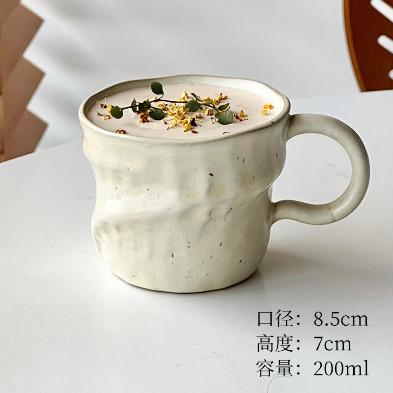 复古粗陶窑变釉陶瓷马克杯异形咖啡拿铁杯小众杯手冲杯卡布奇诺杯|undefined