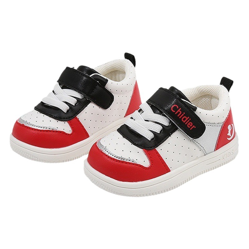 Bebé niño zapatos niños zapatillas de deporte de fondo suave niñas todo partido color sólido velcro zapatos blancos entrega de una sola pieza