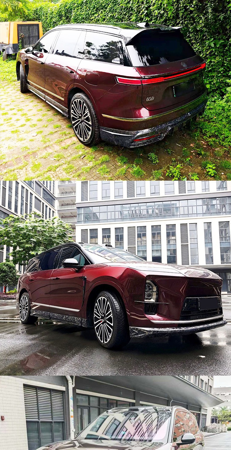 Suitable for the new NIO ES8 upgraded Pluto carbon fiber front lip, side skirts, rear lip, and rear spoiler body kit
