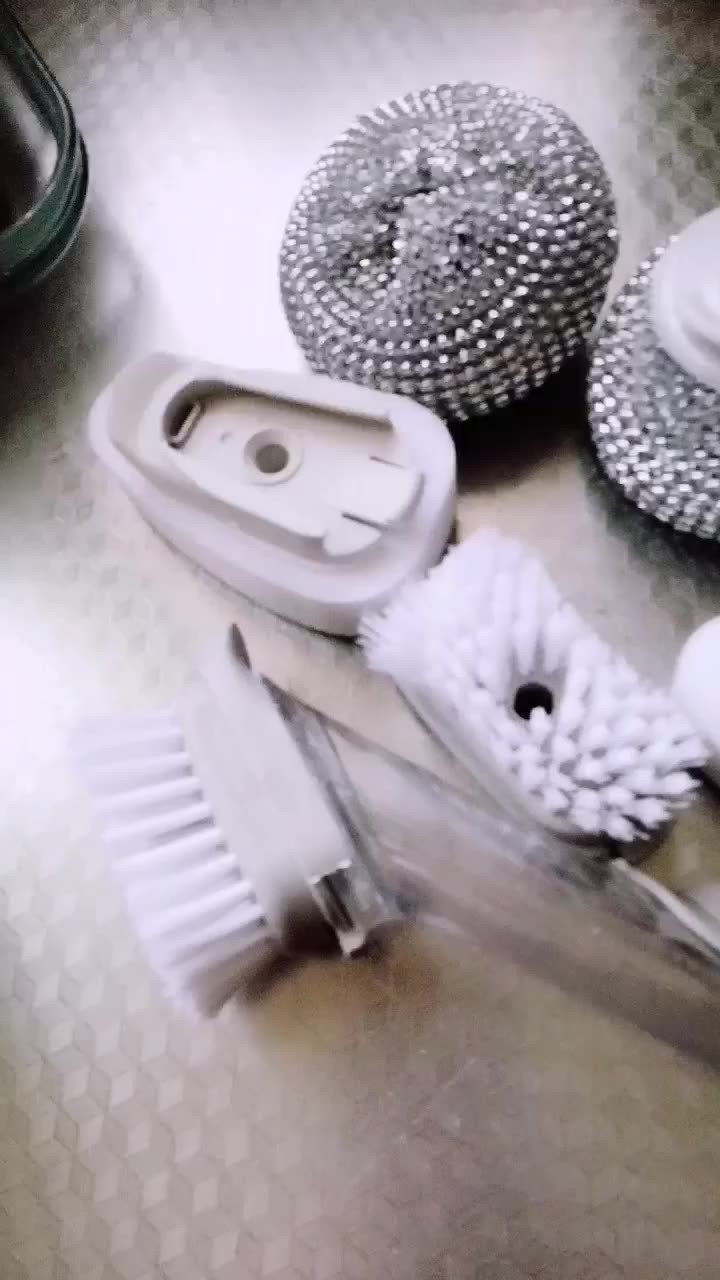 Directo de fábrica automático líquido lavado cepillo olla artefacto multifunción líquido alambre cepillo mango largo descontaminación TPR olla cepillo