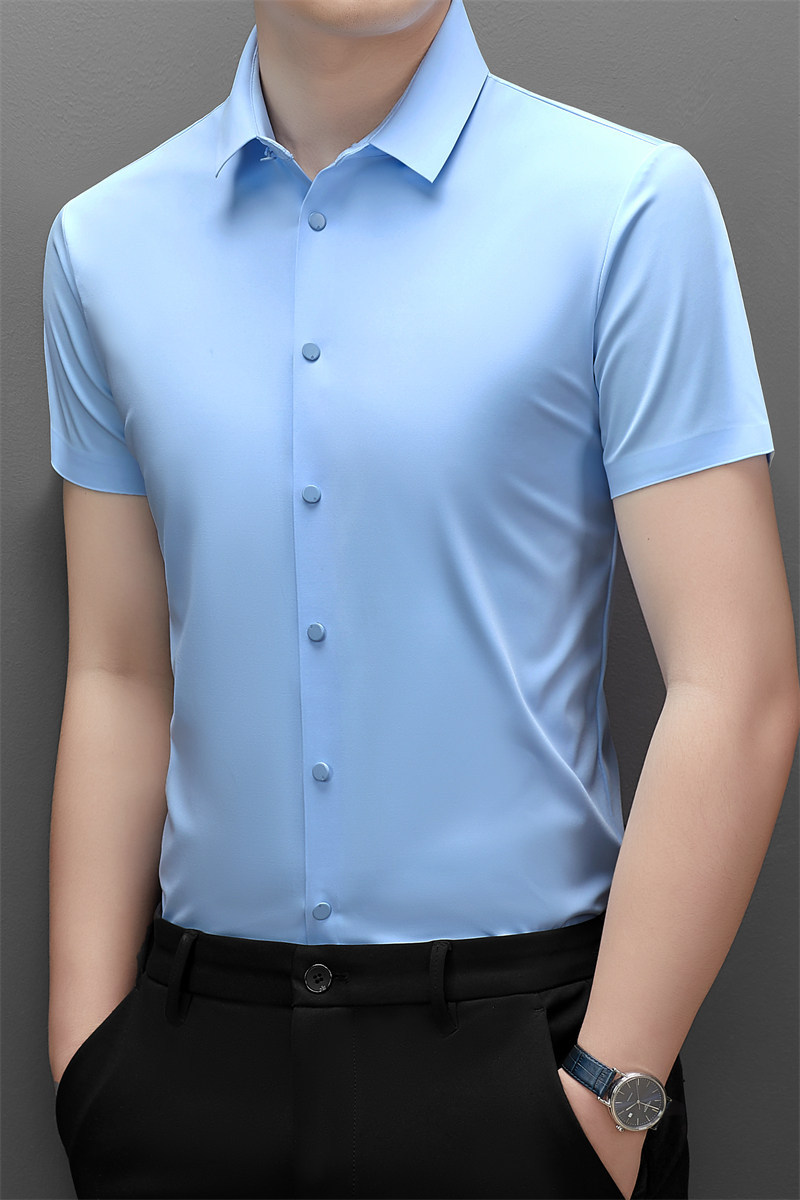 Fábrica personalizada polo primavera-verano 2024 estilo de Hong Kong ropa de trabajo de viaje de negocios sin escaldar elástico respirante mangas cortas