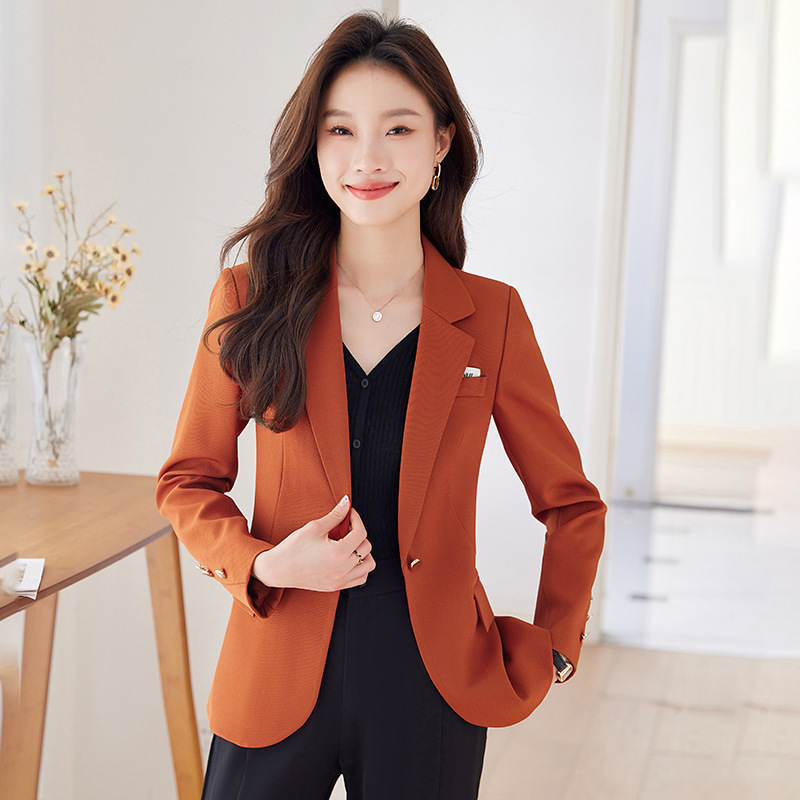 Beige suit jacket women's short spring and autumn 2024 New slim fit tight waist fashion office wear small suit wholesale