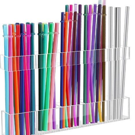 Cross-Border Acrylic Straw Holder Adjustable Height Tableware Storage Box Cabinet Wall Hanging Storage Rack