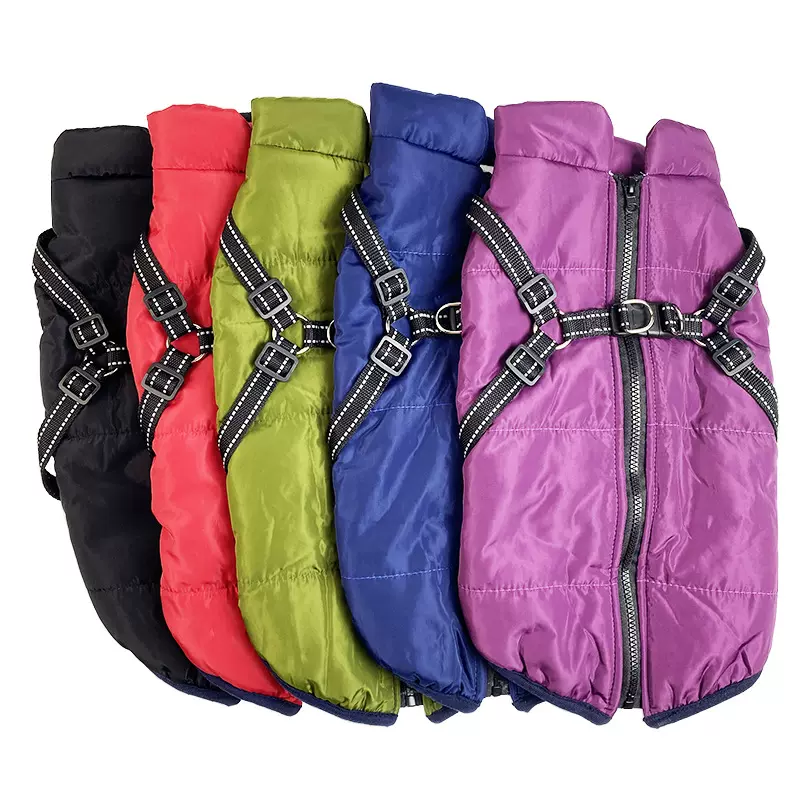 跨境防寒防水保暖宠物衣服狗狗两脚棉衣秋冬滑雪服胸背一体棉马甲