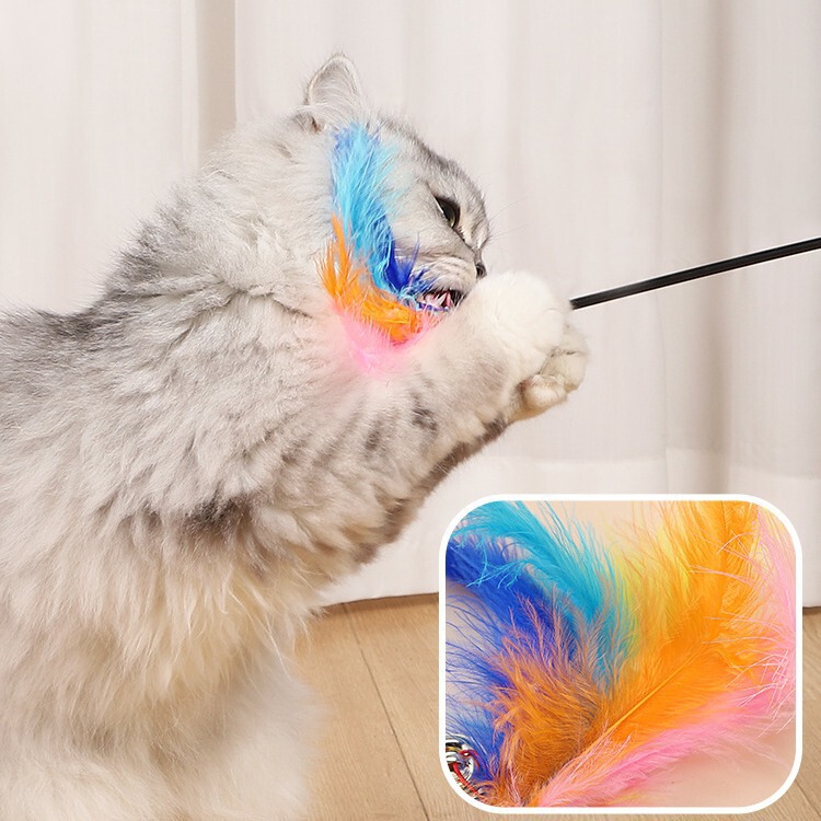 猫じゃらしスティック、子猫用おもちゃ、猫じゃらし用品、セルフヒーリング、噛みつきにくいロングポール、猫じゃらしスティック、フェザーキャットスクラッチボード|undefined