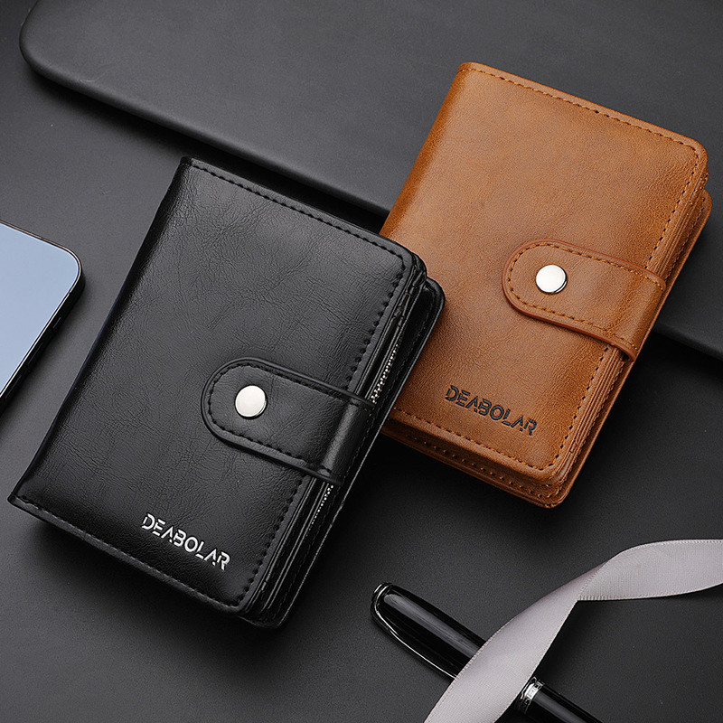 Wallet Men's Genuine Student Ticket Holder Men's Short Wallet Zipper 70% off Card Holder Buckle Coin Purse Men's Wholesale
