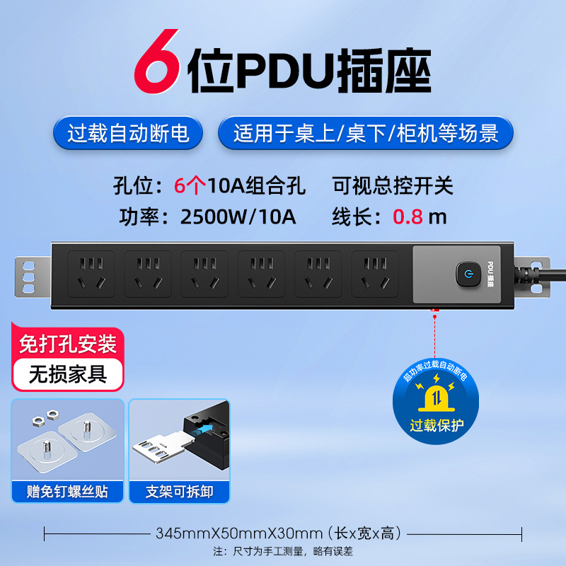Zócalo PDU genuino oficial con enchufe USB multi-enchufe, tablero de interruptor independiente con cable de arrastre a prueba de sobretensiones