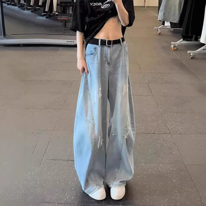 Men's High-End Jeans with Niche Design, Loose Wide-Leg Cityboy Handsome Straight Pants Trendy Men's High-End Jeans with Niche Design, Loose Wide-Leg Cityboy Handsome Straight Pants Trendy