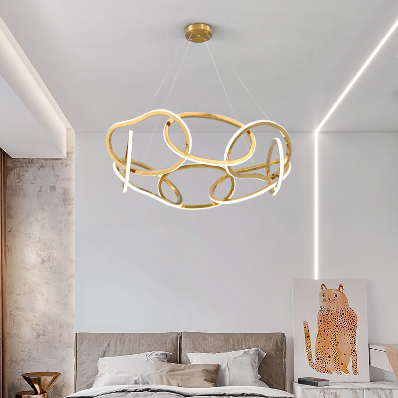 Lámparas de diseño de círculo ligero creativo acero inoxidable redondo en forma de lámpara de escritorio guisante candelabros sala de estar lujoso bar moderno comidas