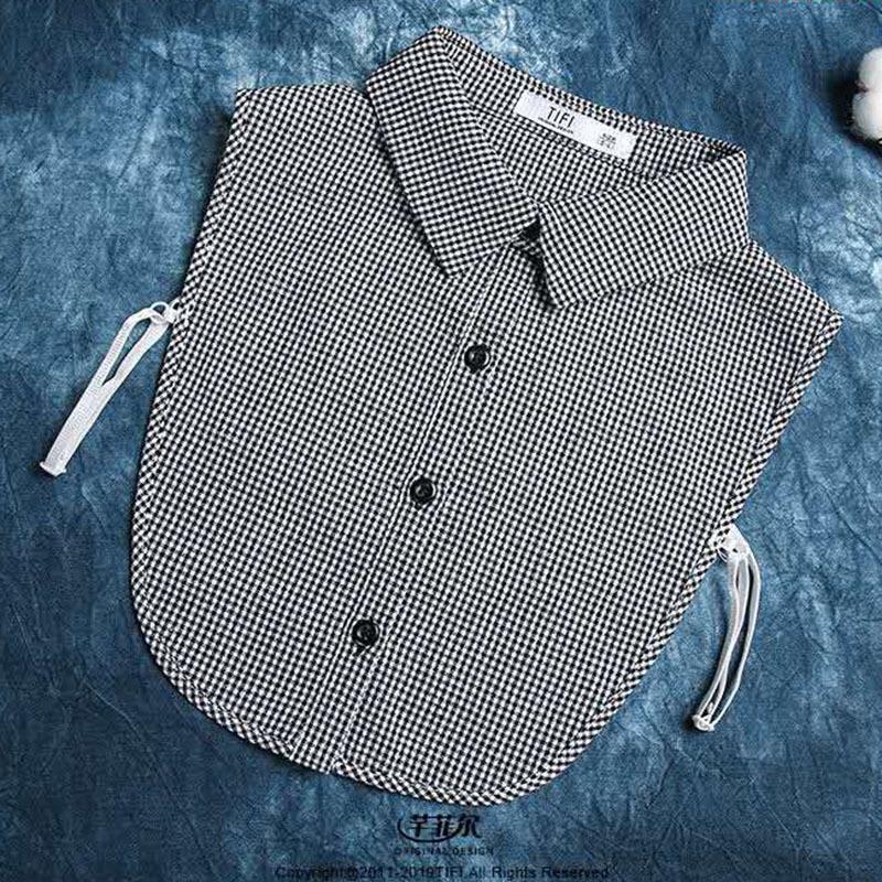 Kerah runcing kotak-kotak Houndstooth (Katun)