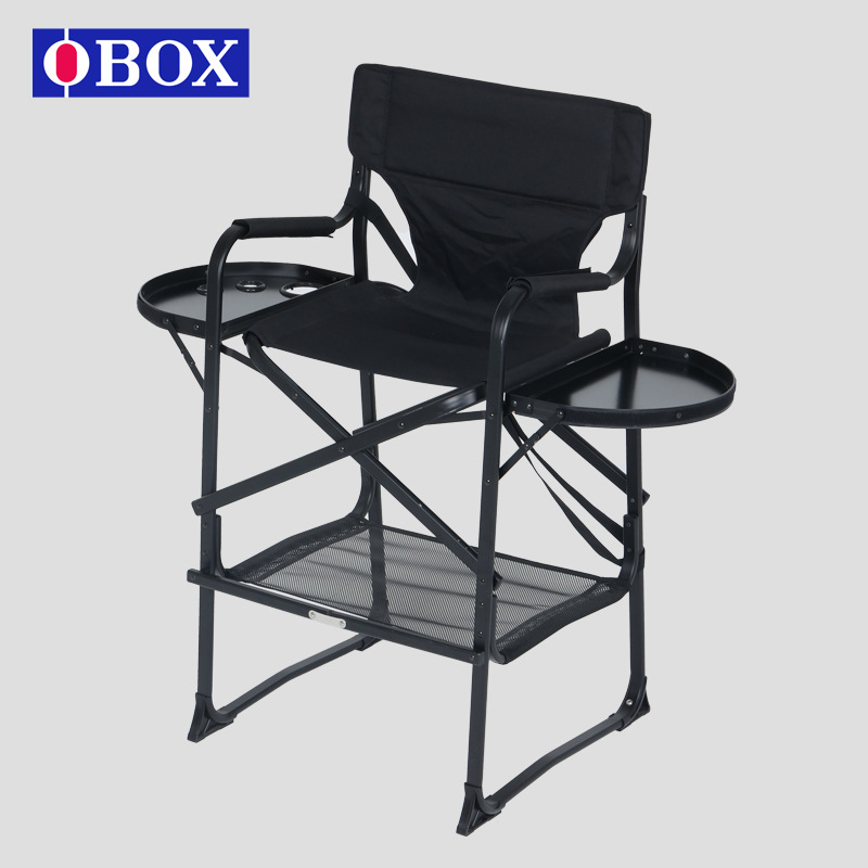 Silla de maquillaje de aleación de aluminio plegable portátil silla de maquillaje de talón silla de bar silla de belleza silla alta transfronteriza