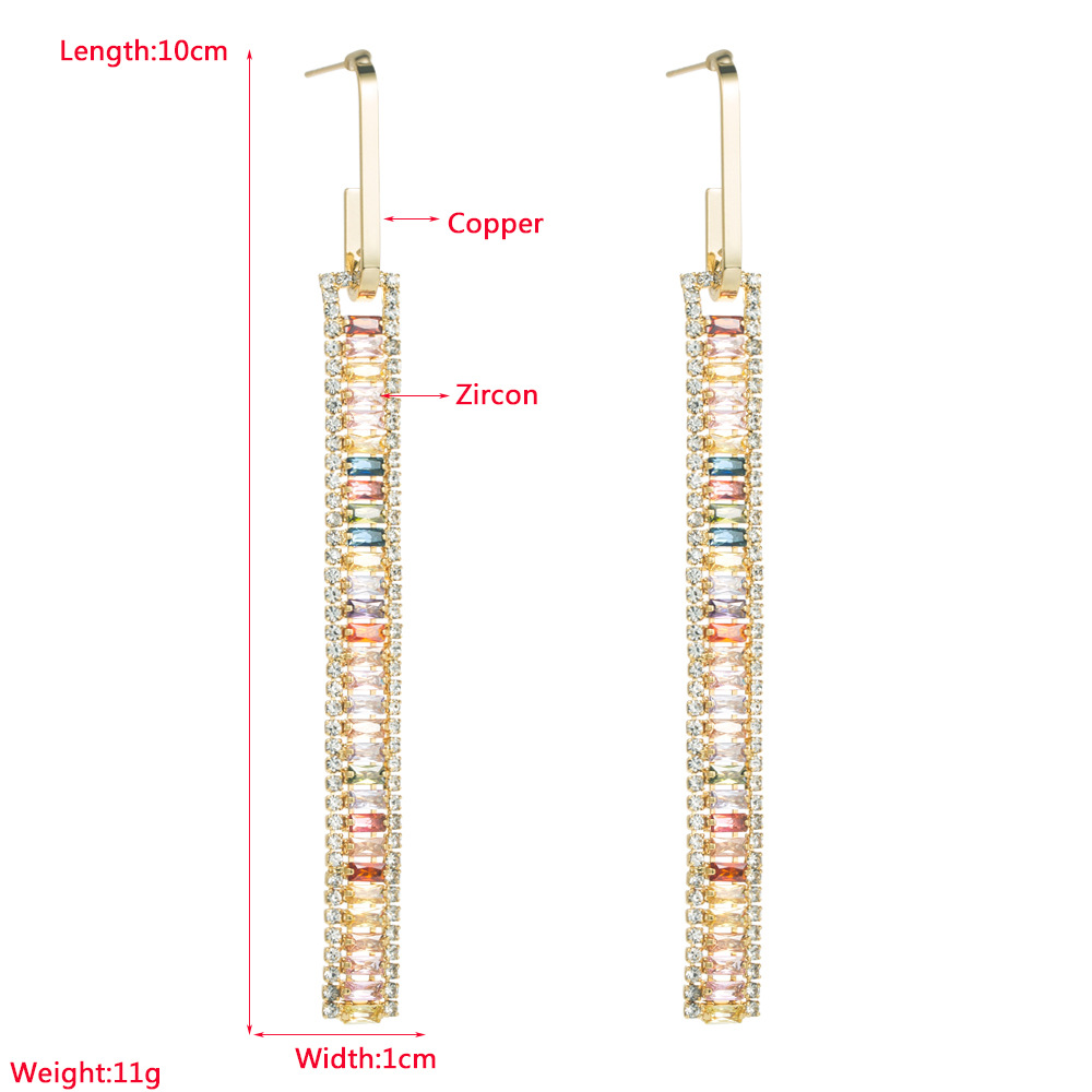 Fashion Square Copper Drop Earrings Plating Inlay Zircon Copper Earrings