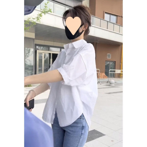 White Short Sleeve Women's Summer Shirt Small Size French Style Design Focused Uniquely Stylish Top 2025