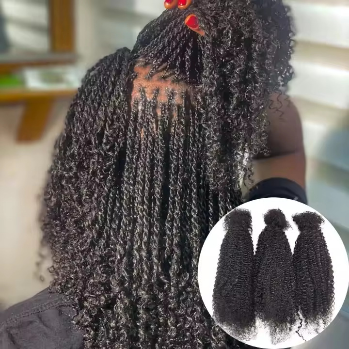 14inch Real Hair Pompon Silk Reggae Dirty Braid Wig Accessories Afro Kinky Bulk Hair