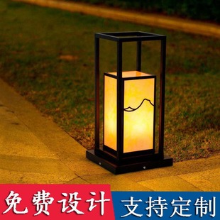New Chinese-Style Landscape Wall Lamp, Iron Art Waterproof Garden Villa Column Lamp, Retro Imitation Marble Lawn Lamp, Landscape Lamp
