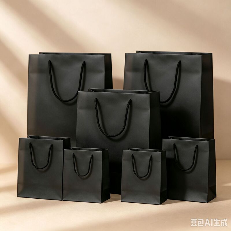 Matte black thickened paper tote bag with starry sky silver foil stamping, gift box matching packaging bag, birthday gift tote bag in stock