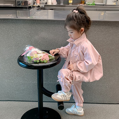 女の子セット春秋タイプ2025新型洋気女の子春服蝶結び2点セット子供春服