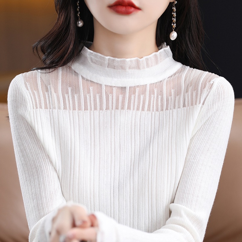 Spring elegant lace knitted thin woolen base body-friendly cardigan