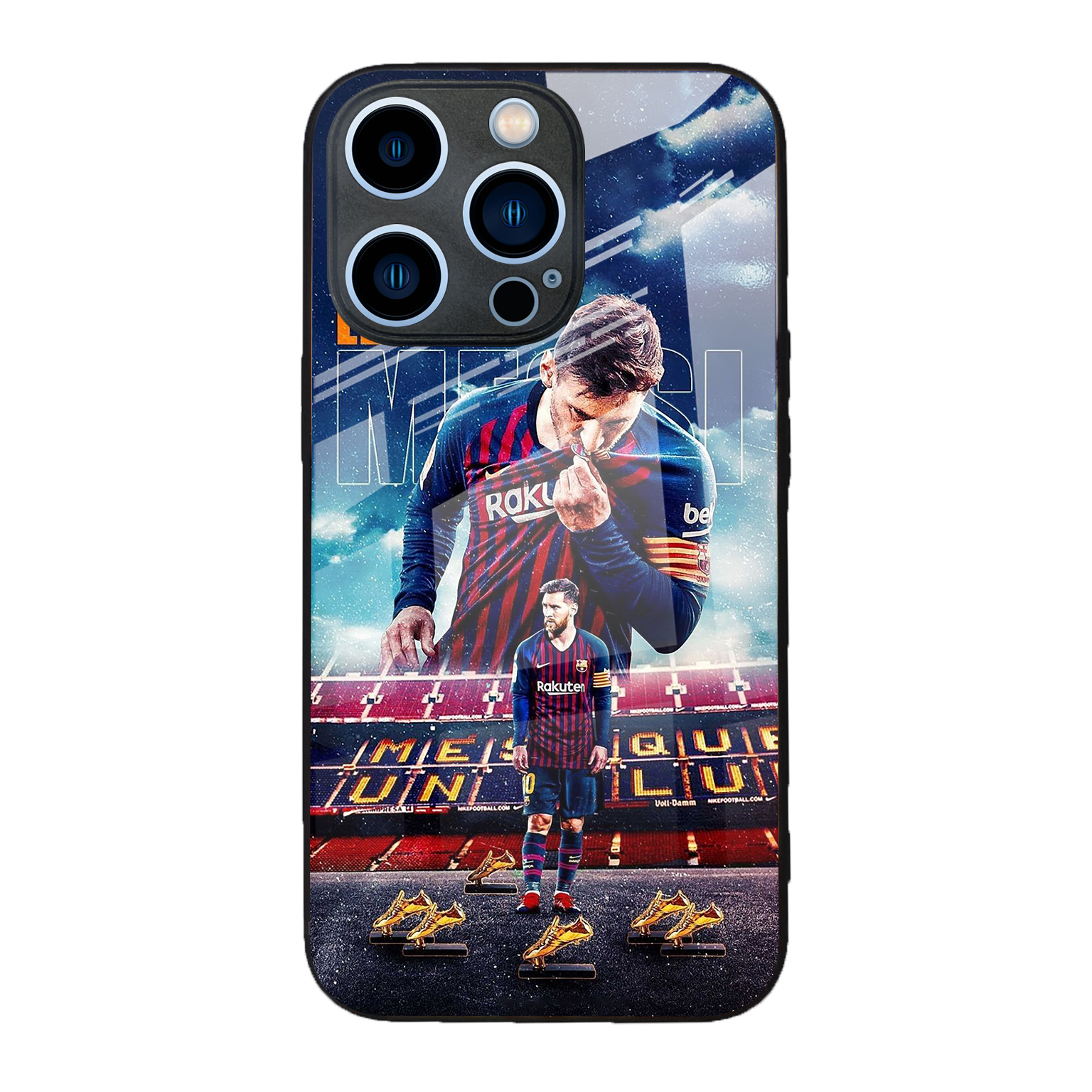 Funda de teléfono de cristal para iPhone 17 Pro Max con diseño de Messi de la Copa Mundial, para fanáticos del fútbol, compatible con iPhone 16 Pro y 13, antihuellas.