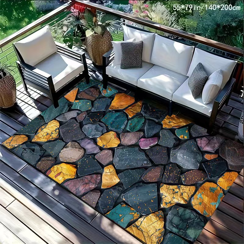 Marmoroptik Flurmatte Kristall Samt Wohnzimmer Teppich Schmutzabweisend_voghion.com