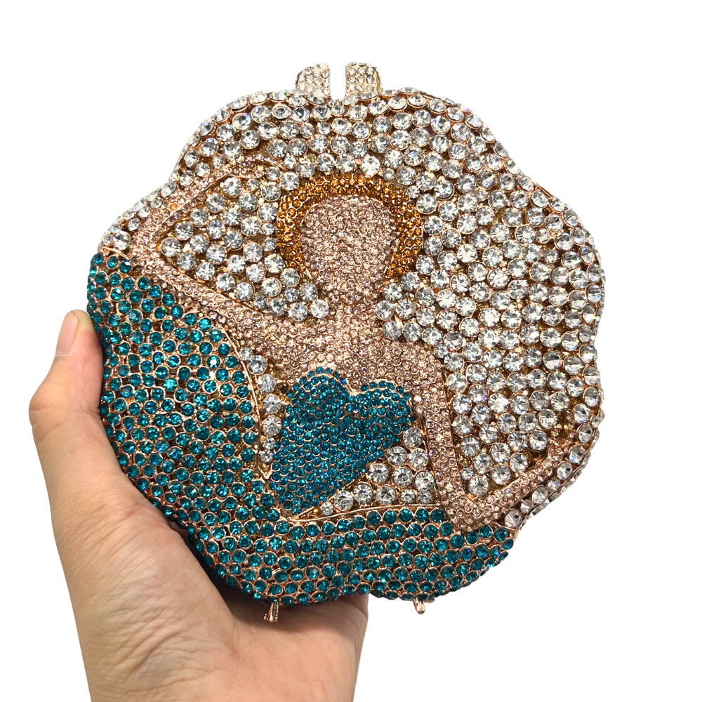Túi clutch nữ đính đá pha lê thiết kế rỗng — Màu vàng kim, Cá tính đặt làm