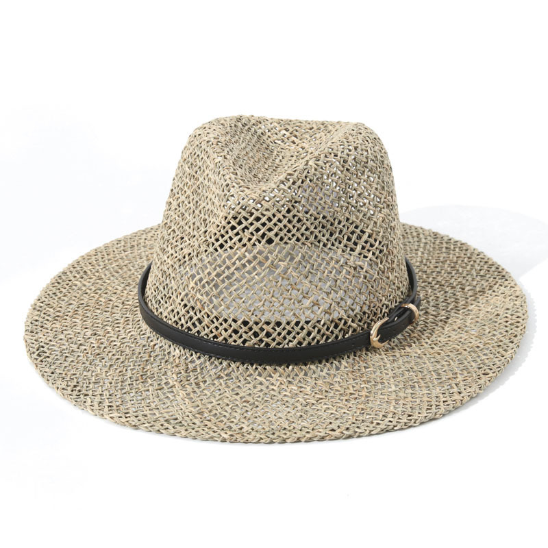 Damen Strohhut Im Hepburn Stil Mit Gürtel Für Den Sommer_voghion.com