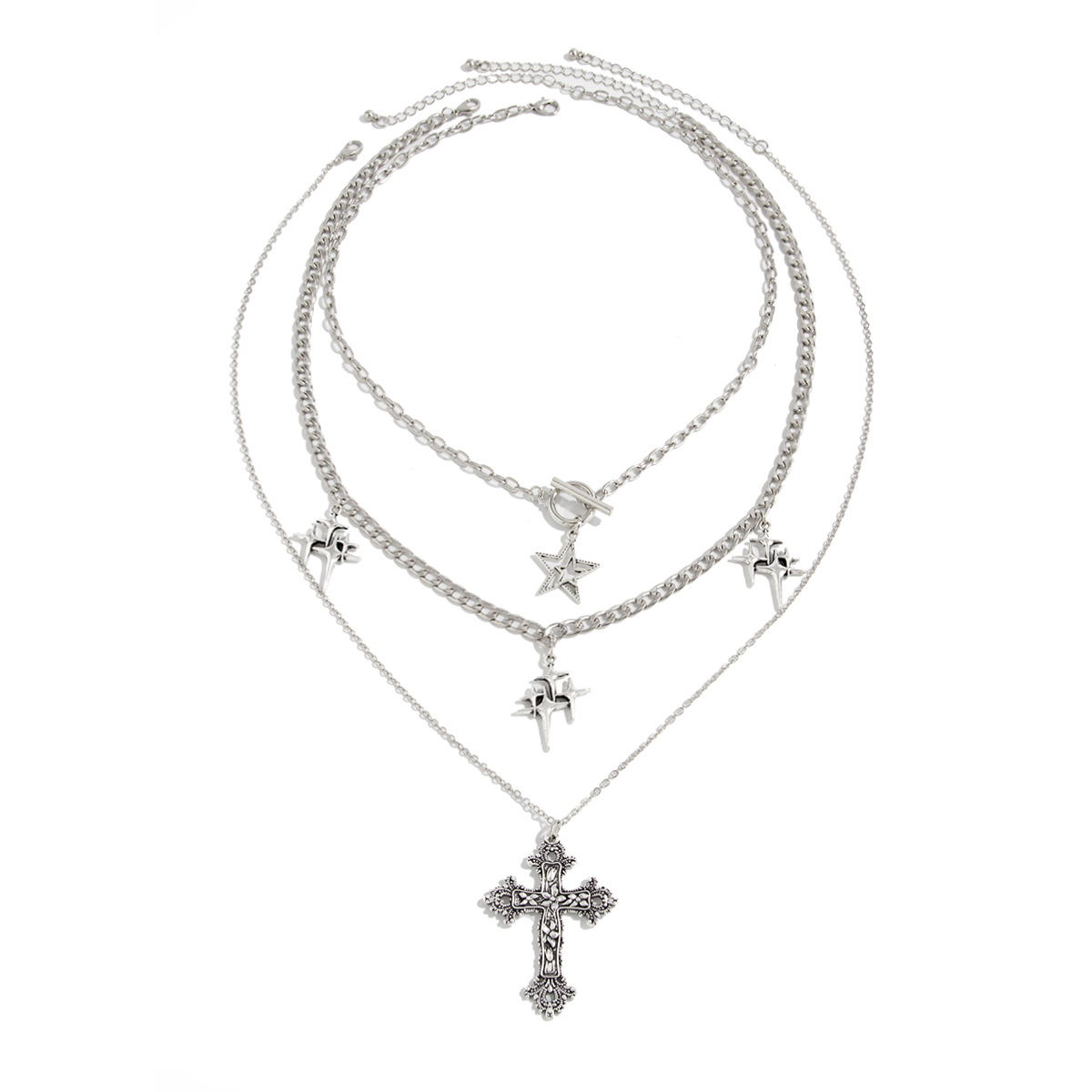 54g Weight Iron Pendant Material Layered Necklaces Classification Iron Chain Material 1 Piece Quantity Weekend Occasion Iron, Zinc alloy Material Cross Pattern Women's Gender Simple Style, Classic Style Style Dark Punk Cross Pendant Necklace Set For Women Exaggerated Stacking Cool Sweet Clavicle Chain Jewelry Geometric Pattern Alloy Zinc 43