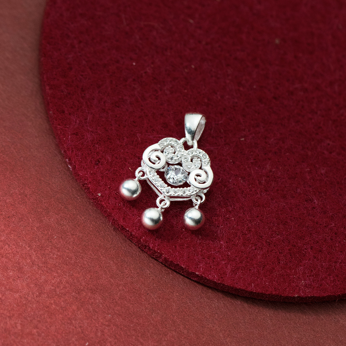 Eloch pie plata 990 collar de estilo chino cadenas de corazón colgante de seguridad accesorios de nube D9881