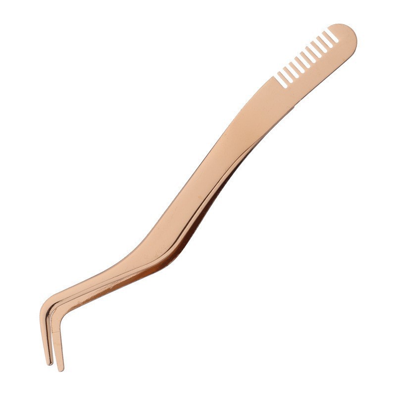 En stock de acero inoxidable nueva ayuda de pestañas con peine de injerto pestañas postizas pinzas con pestañas postizas herramientas de belleza