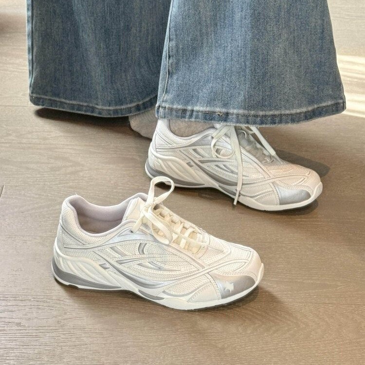 Thick-Soled Mesh Breathable German Training Shoes for Women 2026 New Spring and Summer Soft-Soled Shoes Racing Shoes Casual White Sneakers Thick-Soled Mesh Breathable German Training Shoes for Women 2026 New Spring and Summer Soft-Soled Shoes Racing Shoes Casual White Sneakers
