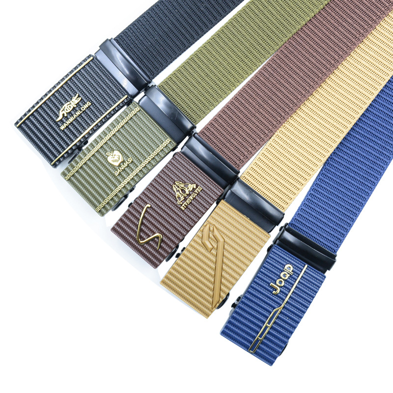 Mixed color colorful automatic buckle canvas belt wholesale spring buckle multi-color mix and match nylon men's e-commerce woven belt New