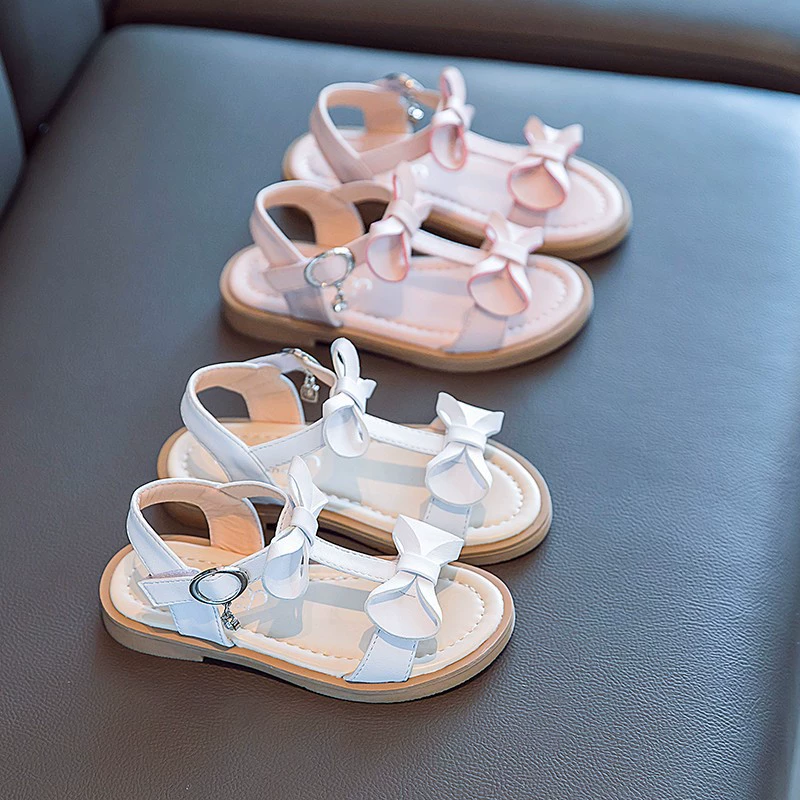 Sandals for princess, shoes with bow, cute footwear girl's, soft sole, Korean style