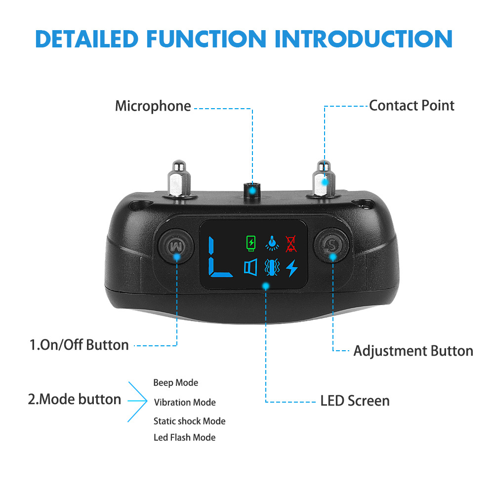 亚马逊热销止吠器防狗叫振动声音电击狗狗项圈宠物训练器止吠器