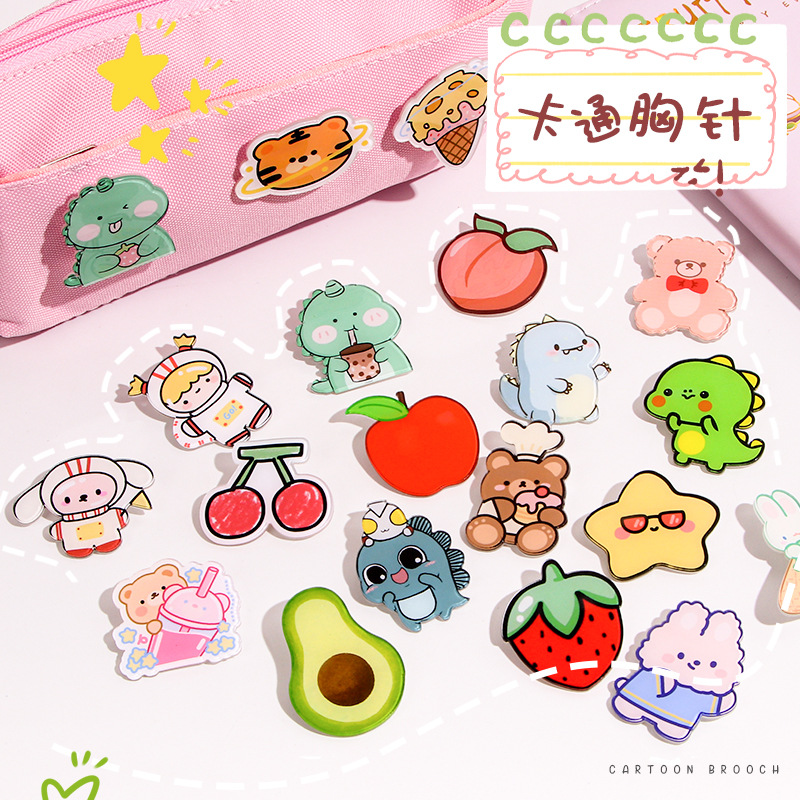 Personalizado lindo broche de dibujos animados acrílico mochila adornos Ropa Accesorios en línea celebridad ins insignia pequeña joyería al por mayor